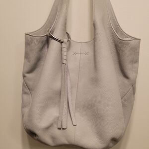 Elizabeth & James Soft Pebbled Leather Tote Bag in Light Gray